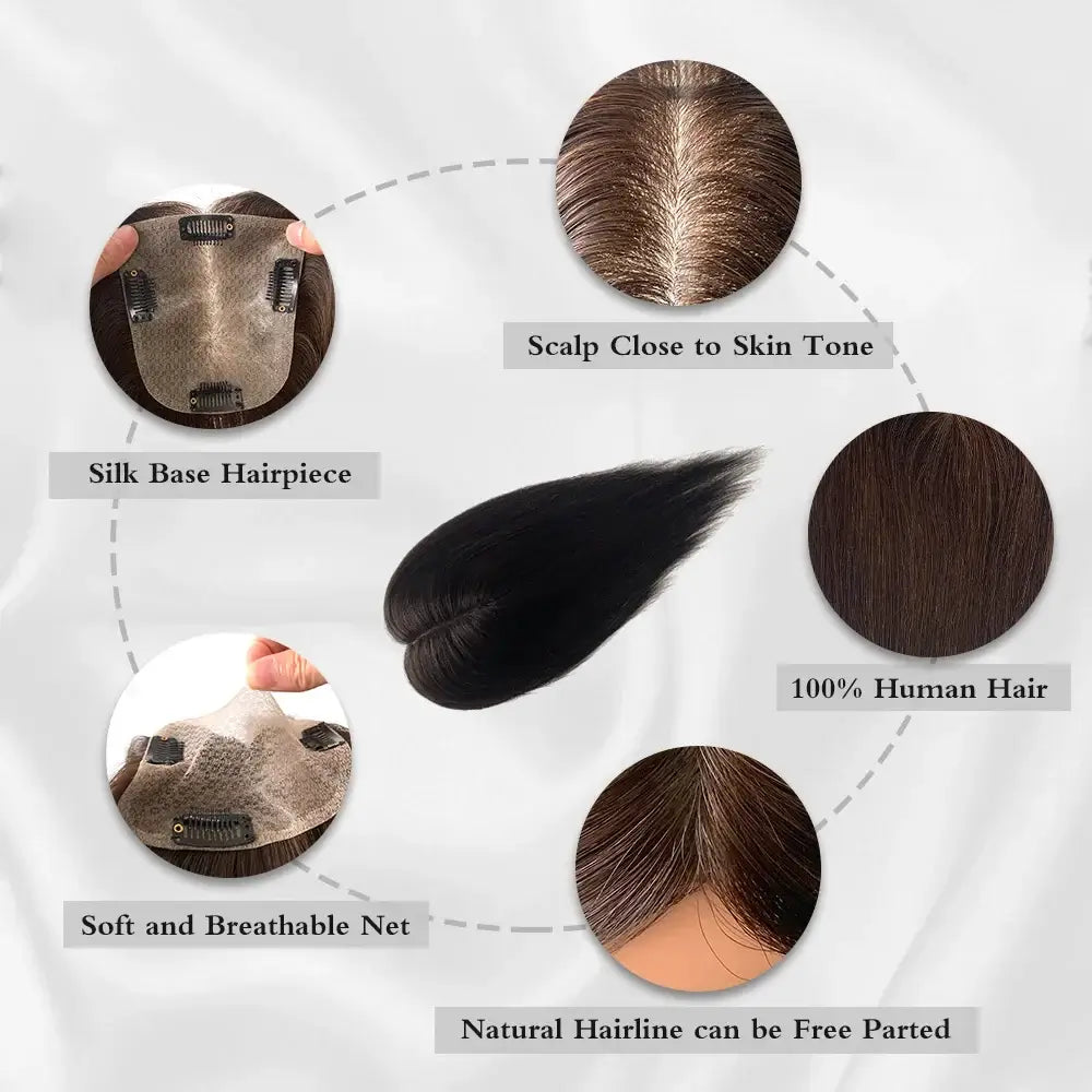 Silk Base Hair Topper – 100% Remy Human Hair | Aura Skin Lab