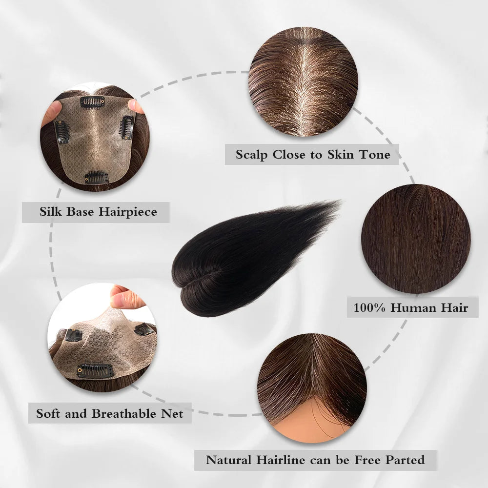 Silk Base Hair Topper – 100% Remy Human Hair | Aura Skin Lab