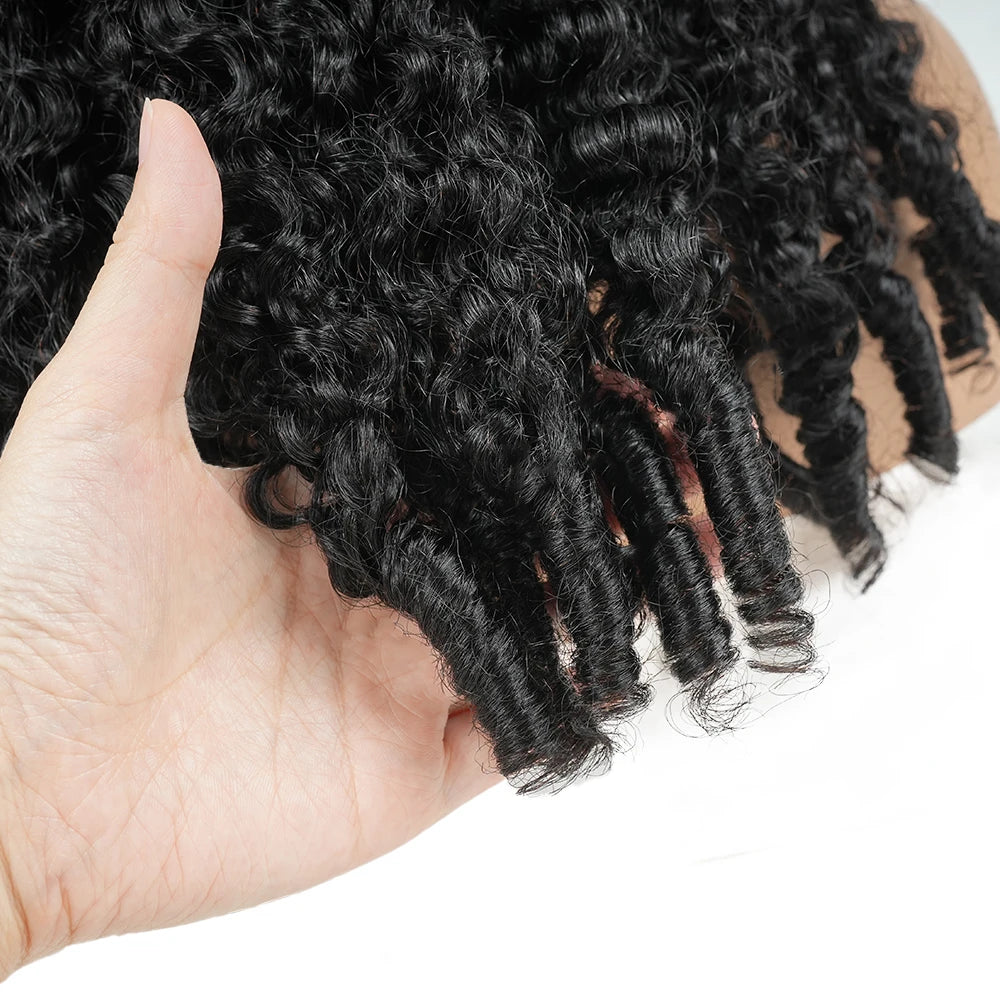 Close-up of 13x6 HD Lace Front Wig Burmese curly hair texture, showcasing defined curls for a natural look.