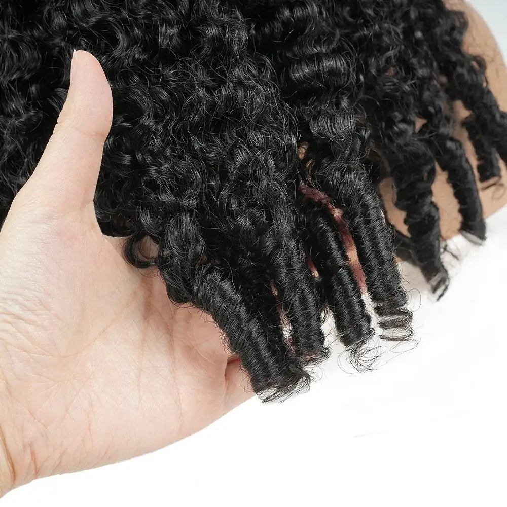 Close-up of 13x6 HD Lace Front Wig Burmese curly hair texture, showcasing defined curls for a natural look.