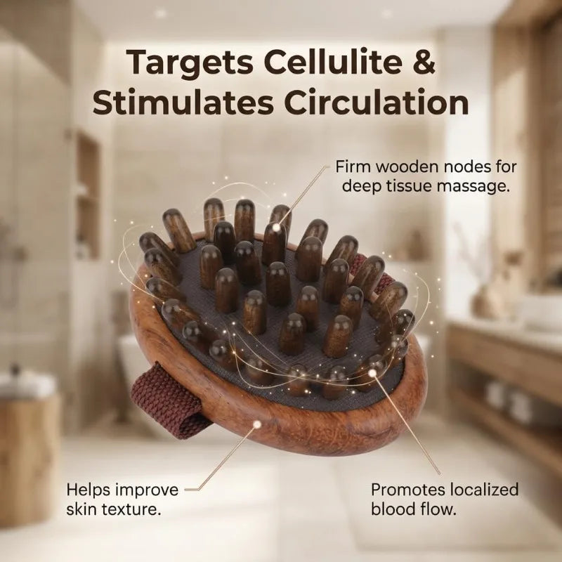 Aura Skin Lab Wooden Acupressure Body Brush – Lymphatic Drainage & Massage Tool