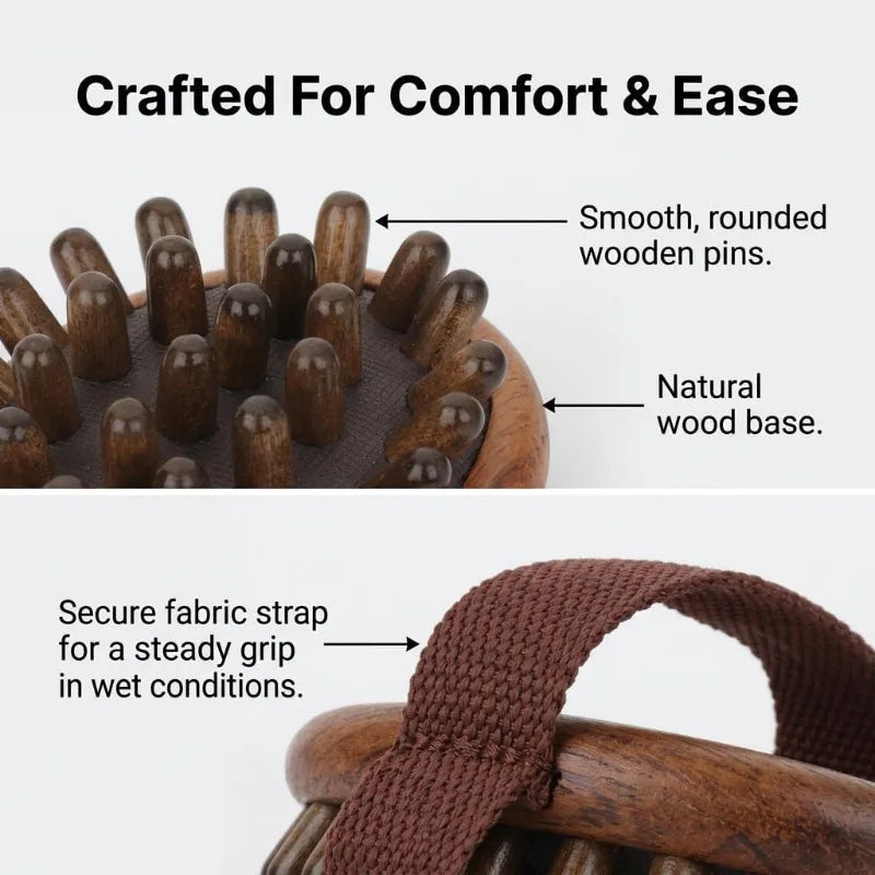 Aura Skin Lab Wooden Acupressure Body Brush – Lymphatic Drainage & Massage Tool